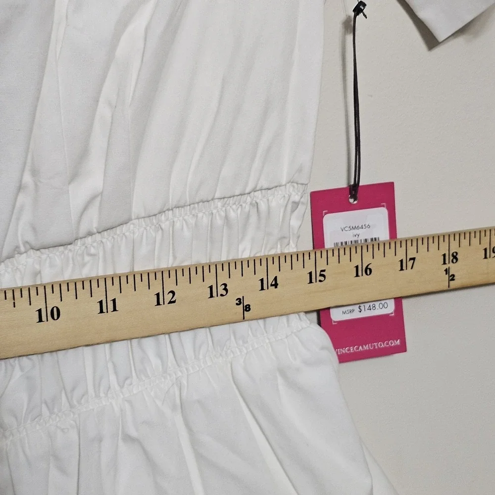 Vince Camuto Women Shirt Dress Size 12 Fit Large New White Elastic Waist Button - Picture 4 of 15